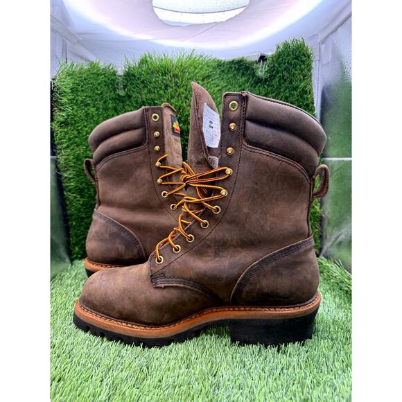 Thorogood Logger 804-3555 Combat Boot Man\'s 9 Brown Leather Workware Steel Toe main image 6